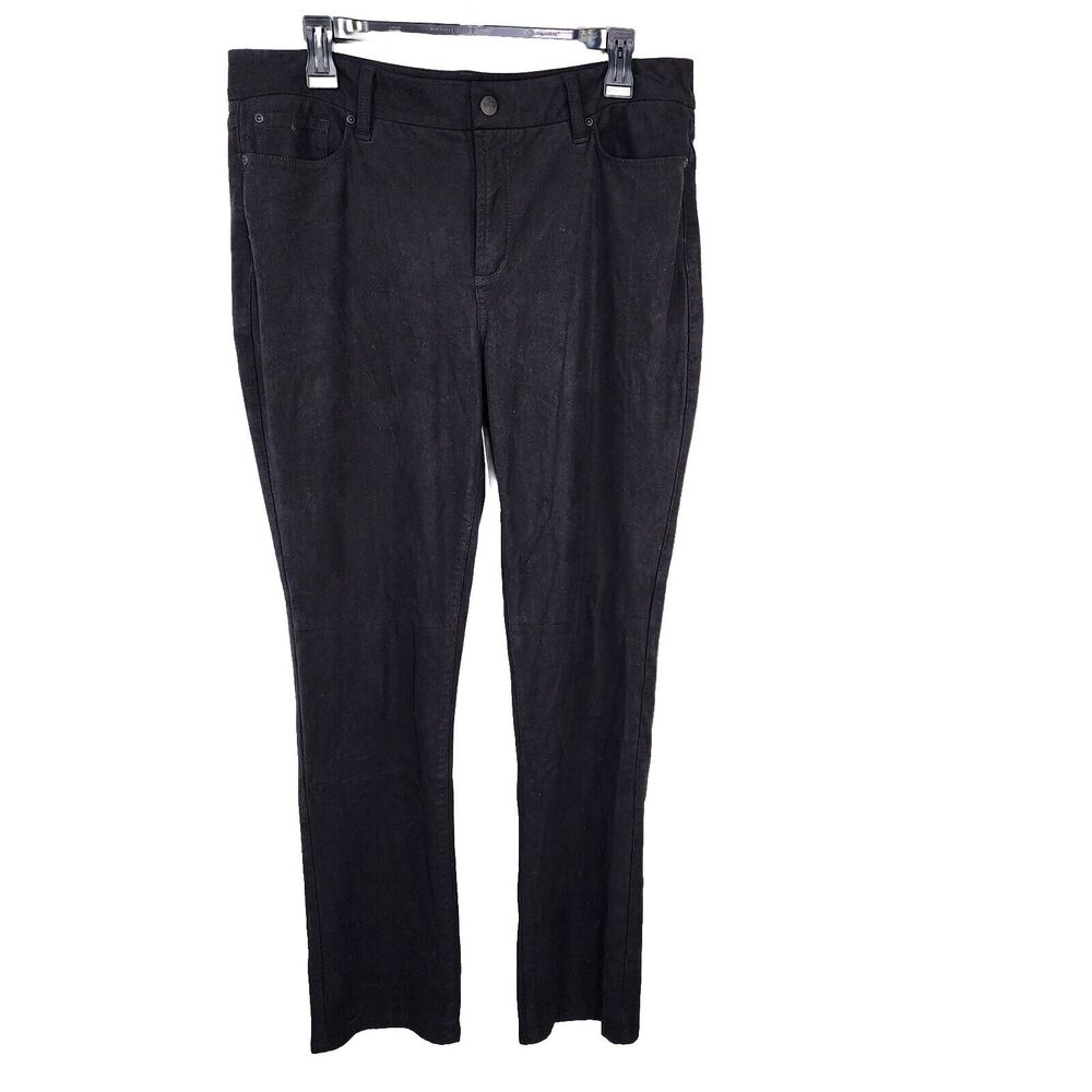 NYDJ Womens Pants Size 14 Black Skinny Faux Suede Lift Tuck Pockets High Rise